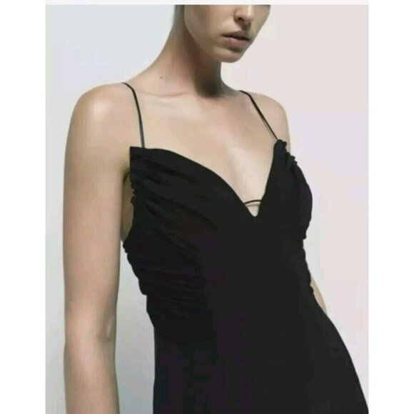 NWT ZARA BLACK SLIP CAMISOLE DRESS REF 1165/155/364 18" Ptp Large - Picture 3 of 7